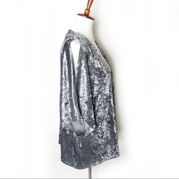 Steve Madden Open Cardigan Velvet Gray Dolman - Picture 5 of 7